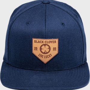 Rawlings Black Clover Leather Patch Flat Bill Hat
